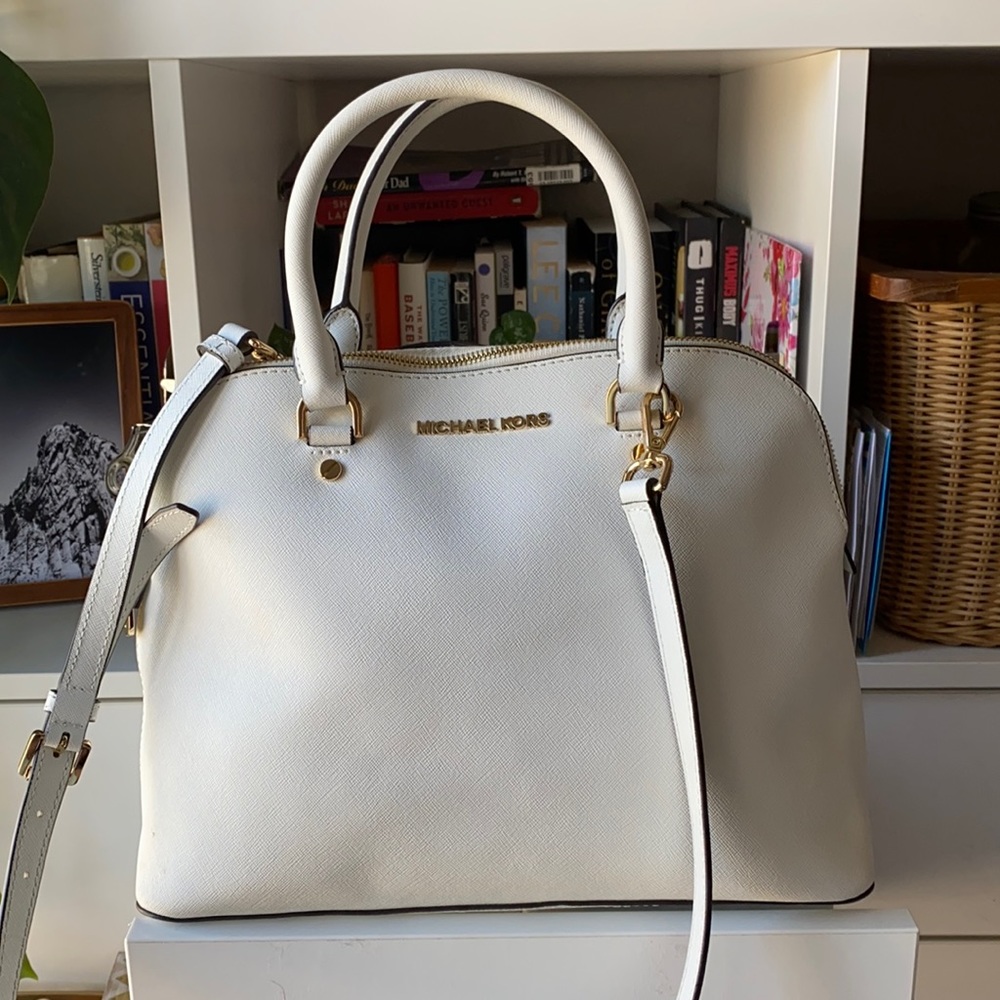 Michael Kors Cindy Dome Satchel White Purse